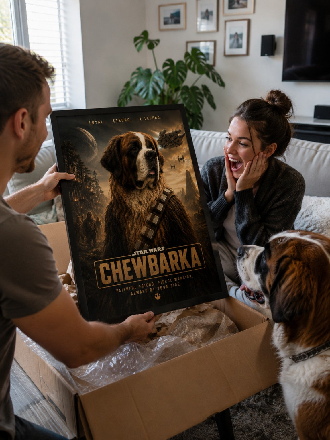 Personalised dog movie poster gift Chewbarka