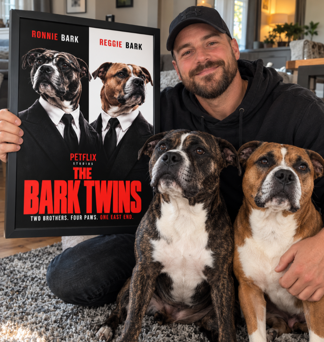 Personalised movie poster for two dogs featuring The Bark Twins