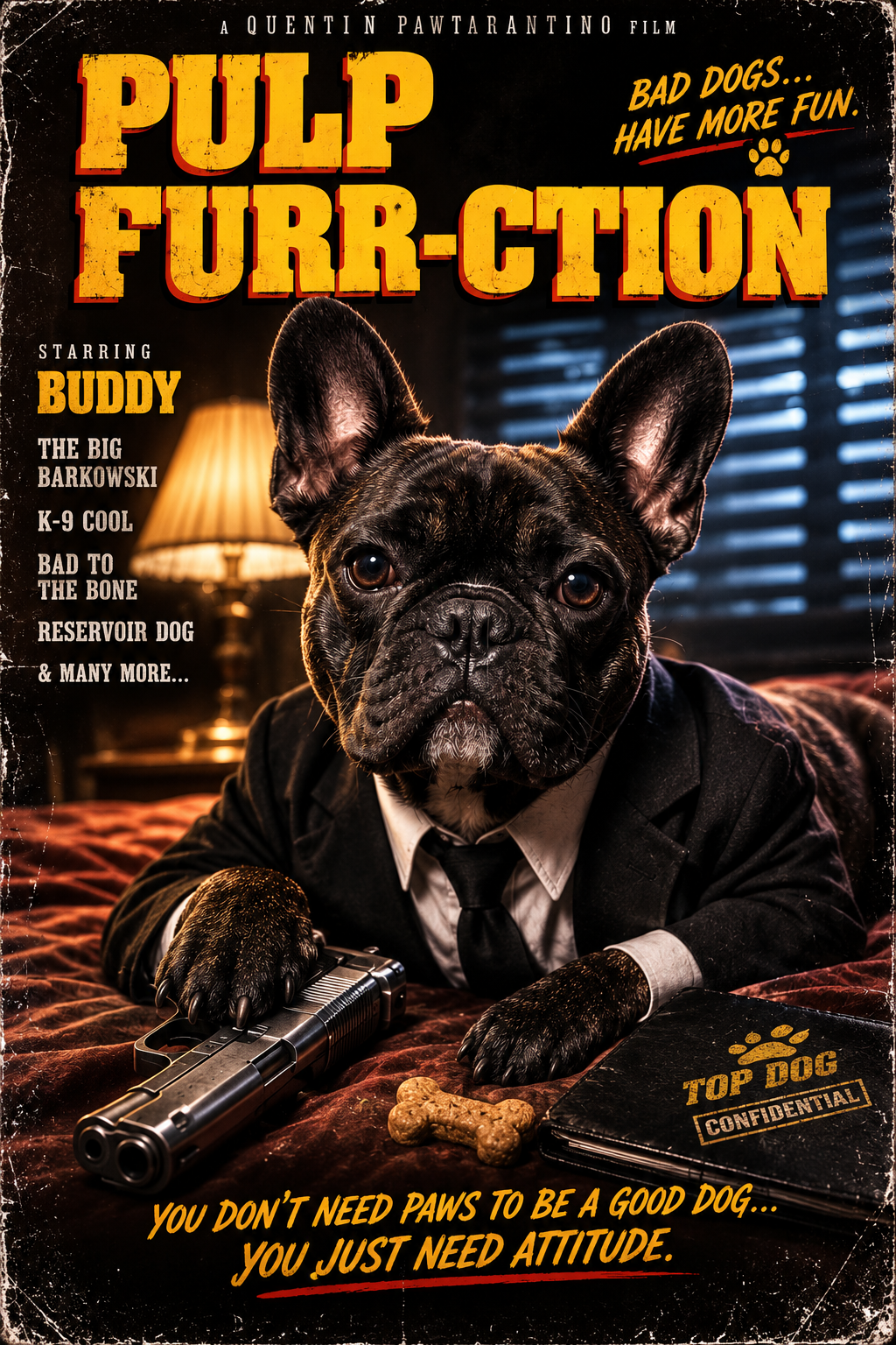 Pulp Furr-ction – Personalised Pet Movie Poster