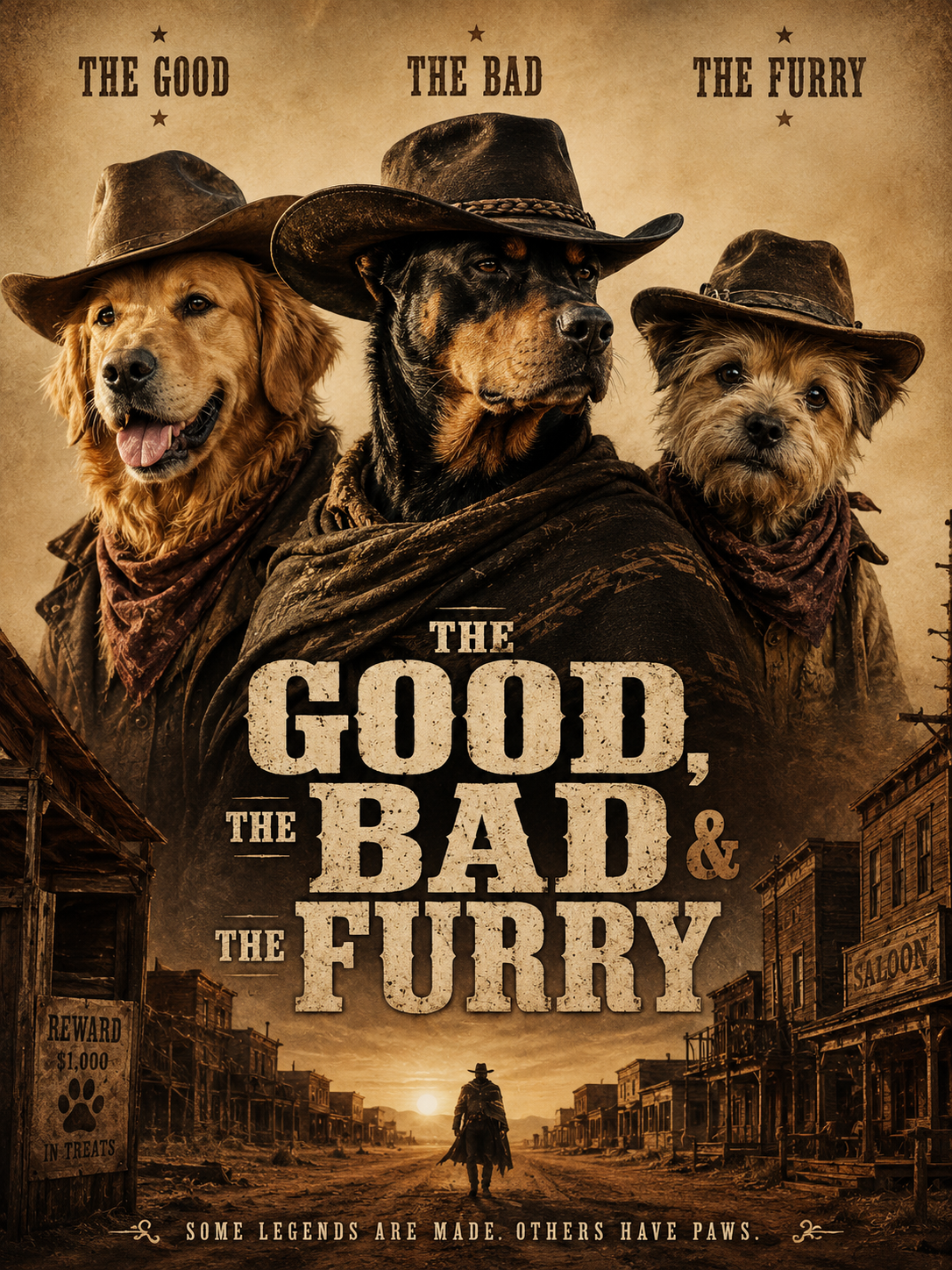The Good, The Bad & The Furry – Personalised Pet Western Movie Poster