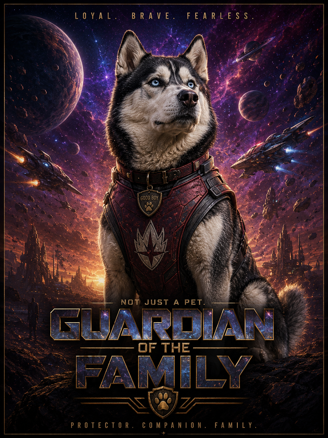 Guardian of the Family – Personalised Pet Space Movie Poster