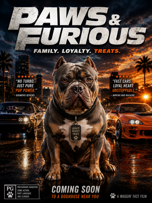 Paws & Furious – Personalised Pet Movie Poster