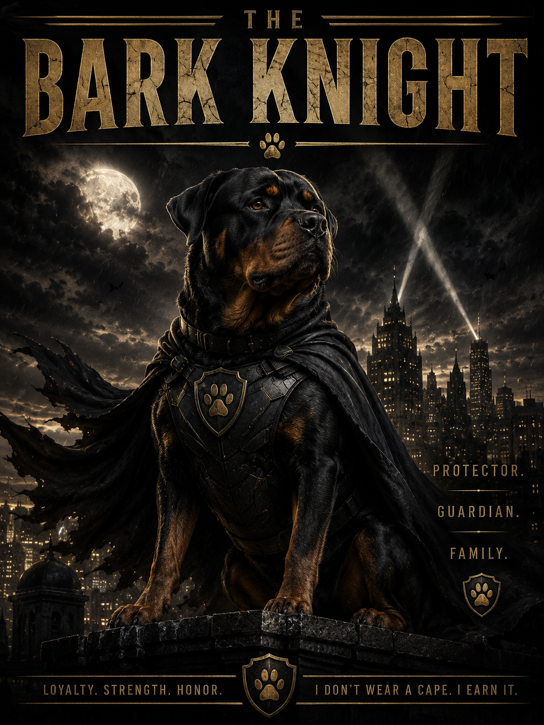 The Bark Knight – Personalised Pet Superhero Movie Poster