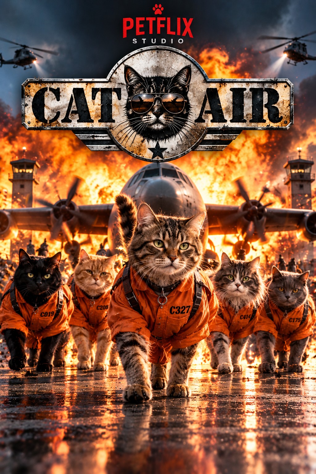 Cat Air personalised cat movie poster by PETFLIX