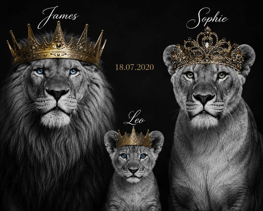 Personalised lion family portrait example