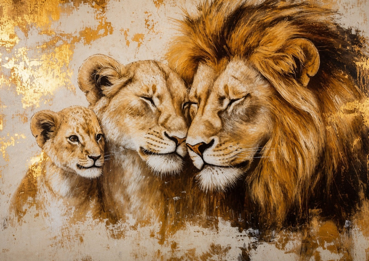 Personalised lion family portrait example