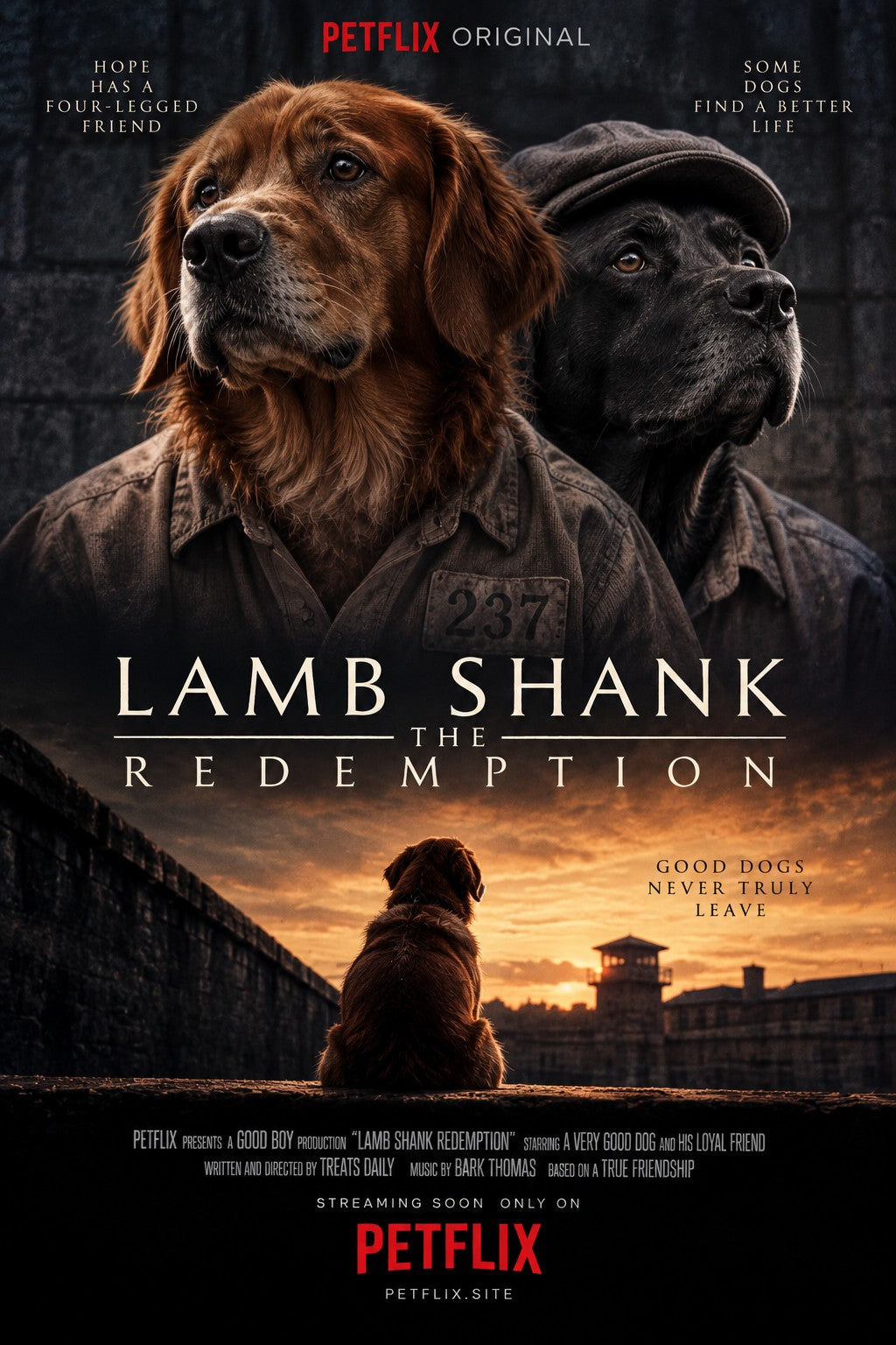 Lamb Shank Redemption personalised PETFLIX dog movie poster