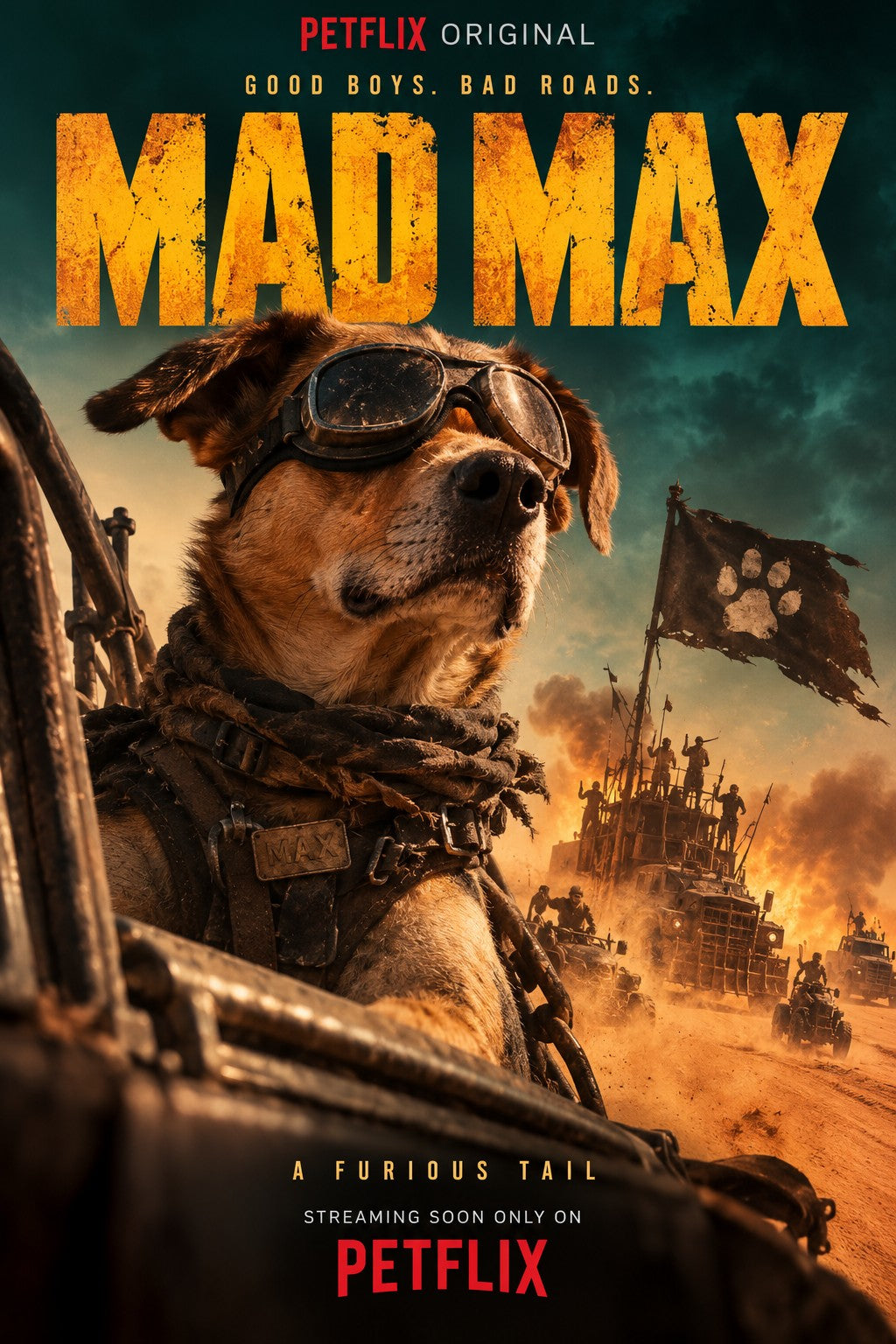 Mad Max personalised PETFLIX dog movie poster