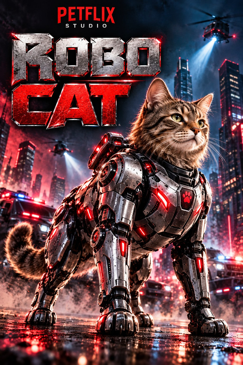 Robo Cat personalised cat movie poster by PETFLIX