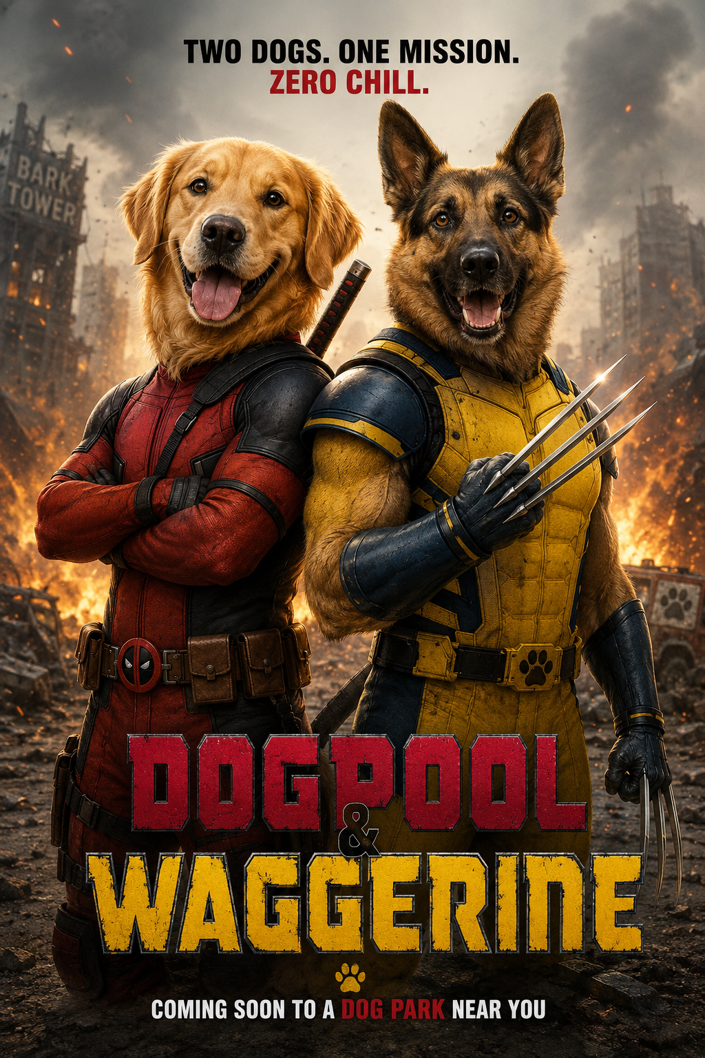 Dogpool & Waggerine – Personalised Dog Movie Poster