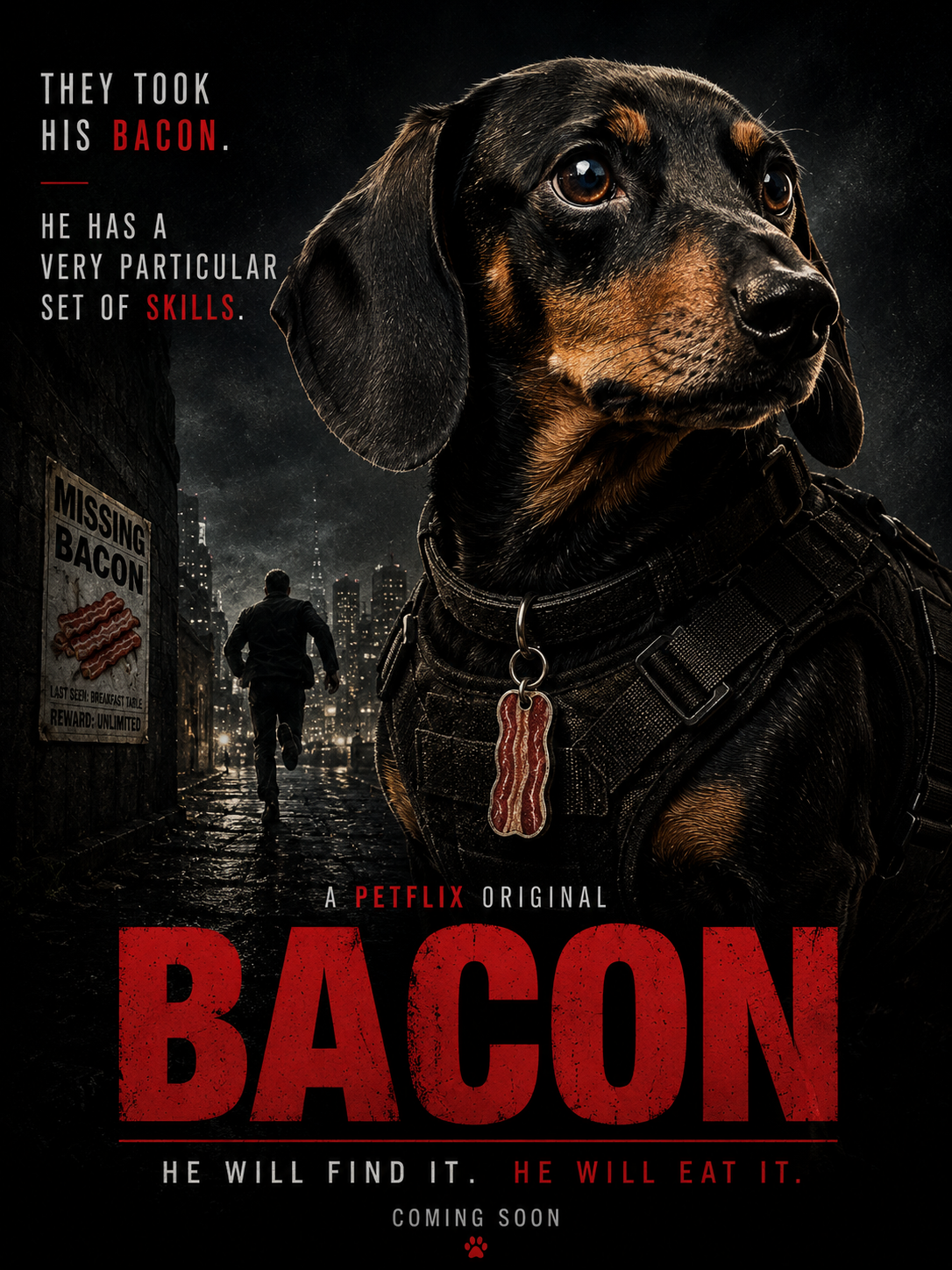 BACON – Funny Dachshund Movie Poster | Petflix