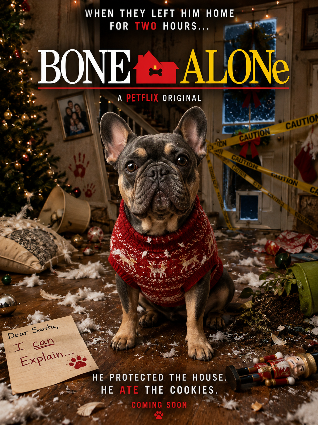 Bone Alone – Funny Christmas Dog Movie Poster | Petflix
