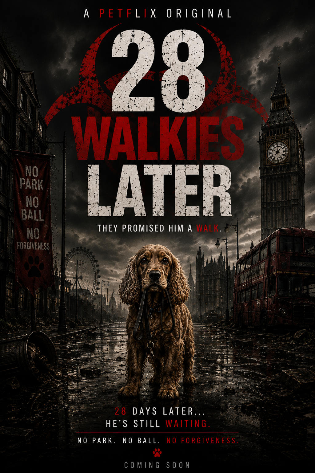28 Walkies Later – Funny Cocker Spaniel Movie Poster | Petflix