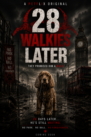 28 Walkies Later – Funny Cocker Spaniel Movie Poster | Petflix