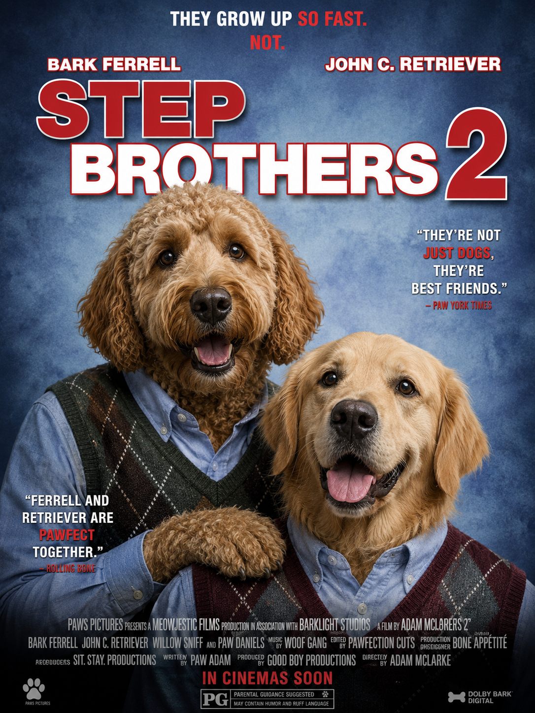 Step Brothers 2 – Personalised Two Dog Comedy Movie Poster | Custom Pet Wall Art